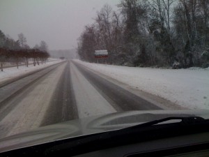 Snowy day in Southern Pines, NC